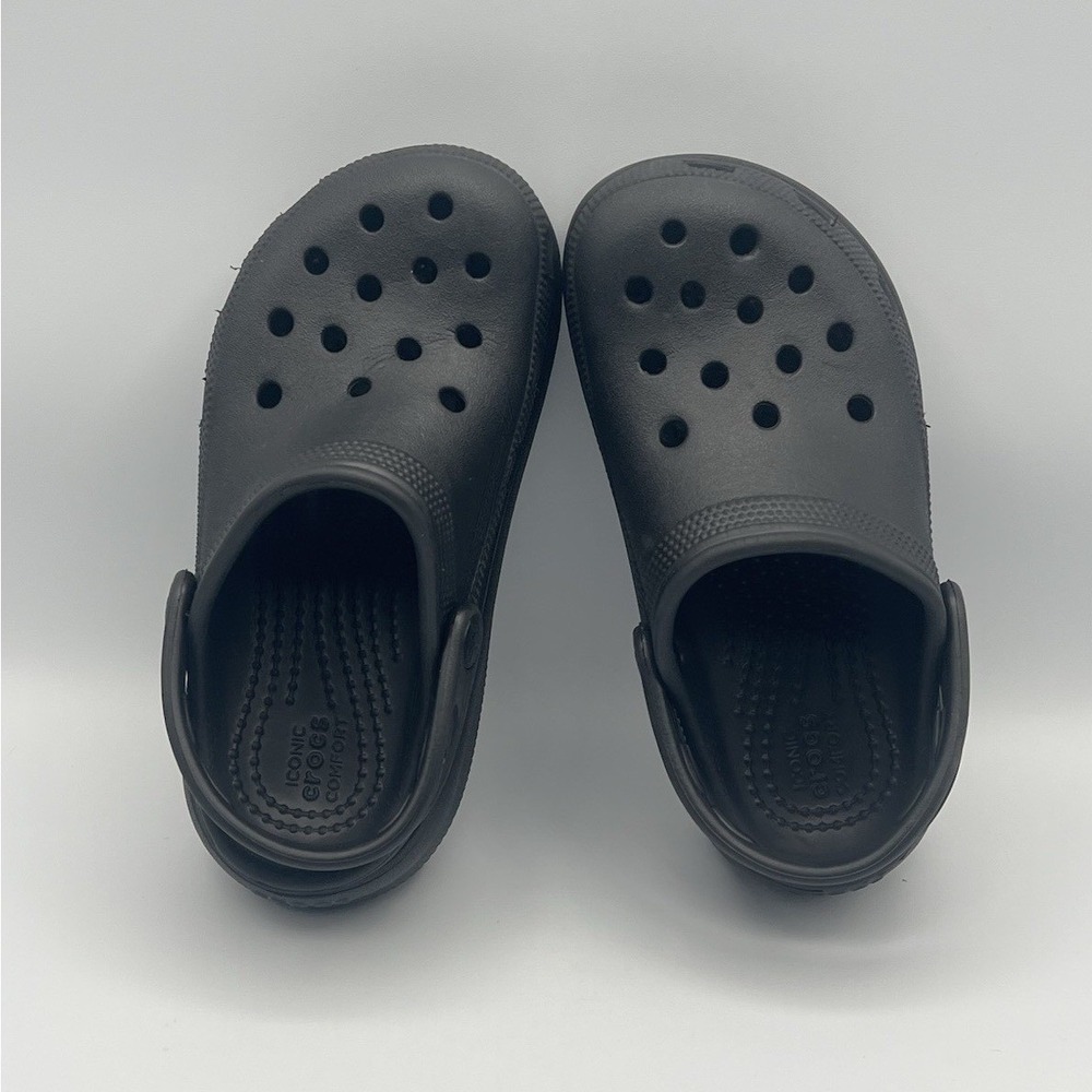 Crocs Crush Clogs Platform Wedge Black Slip On Slides - Kids Size 13 USED - Picture 6 of 8